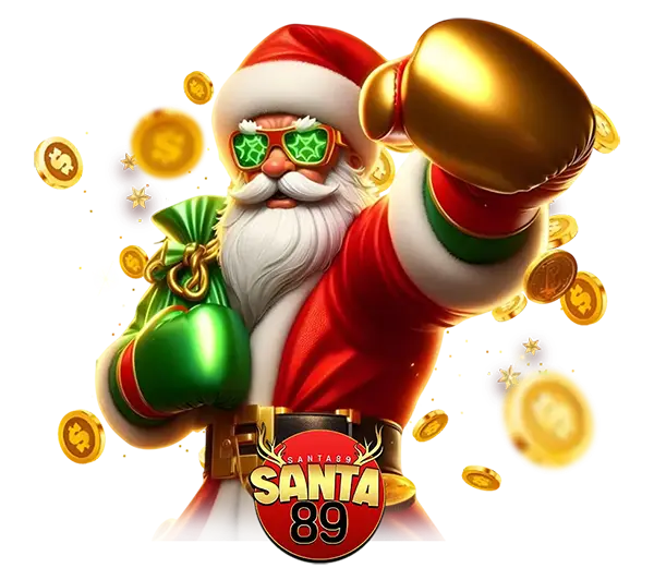 SANTA89 สล็อตออนไลน์ธีมซานต้า ภาพตัวละครซานต้าพร้อมถุงเงินและเหรียญทอง ลุ้นโบนัสใหญ่ เล่นง่ายตลอด 24 ชั่วโมง