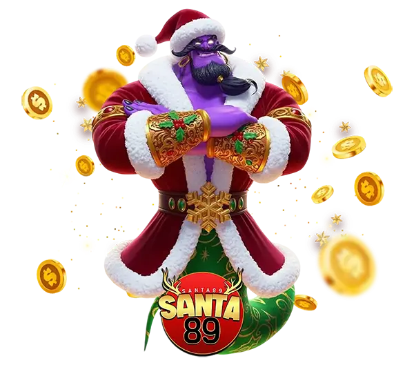 SANTA89 เกมสล็อตออนไลน์ธีมคริสต์มาส ภาพซานต้าพร้อมเหรียญทองและโบนัส ลุ้นแจ็กพอตใหญ่ เล่นสนุกได้ทุกวัน