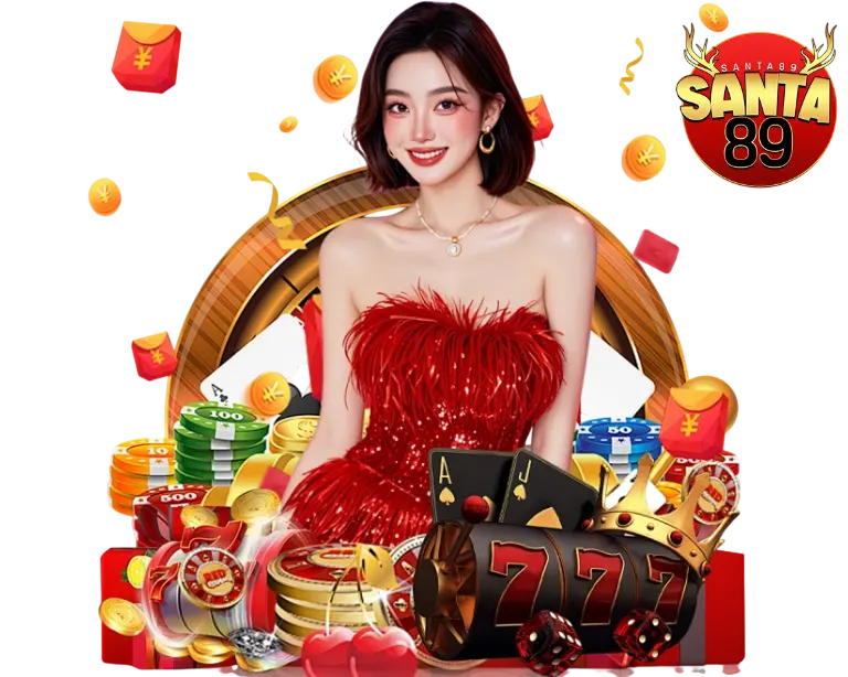 SANTA89 เว็บตรงคาสิโนออนไลน์ ภาพผู้หญิงธีมคริสต์มาสถือกล่องของขวัญ เล่นสล็อตและบาคาร่าได้ครบทุกค่าย ฝากถอนออโต้รวดเร็ว 24 ชั่วโมง